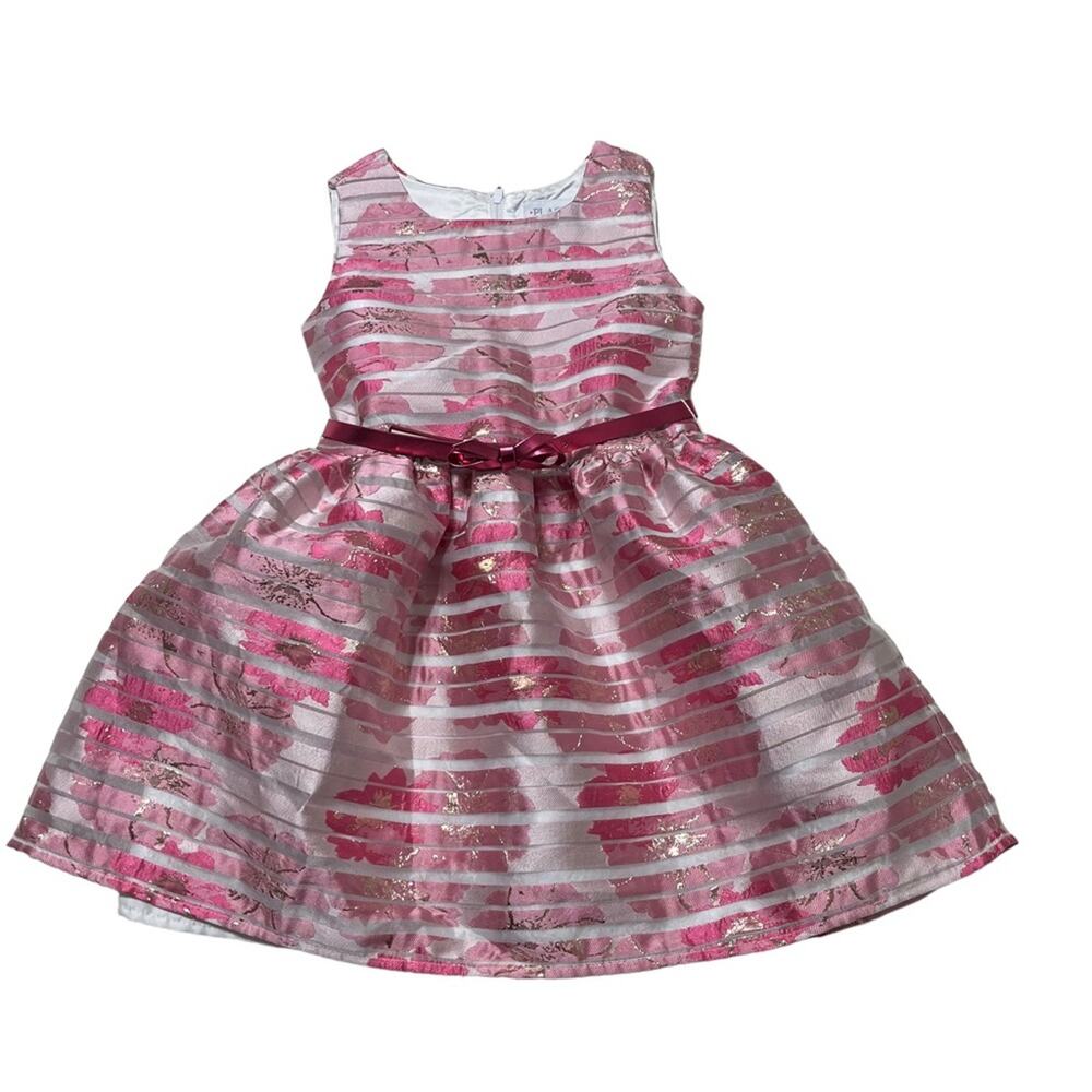 The Children’s Place Girls Floral Striped Jacquard Fit And Flare Dress - Cupcake